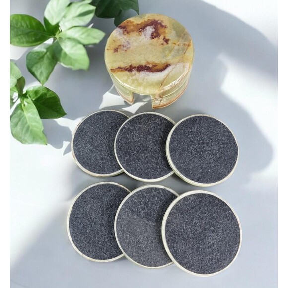 Marble Onyx coasters set with holder, padded bottom, Mothers Day gift for her - Picture 7 of 10